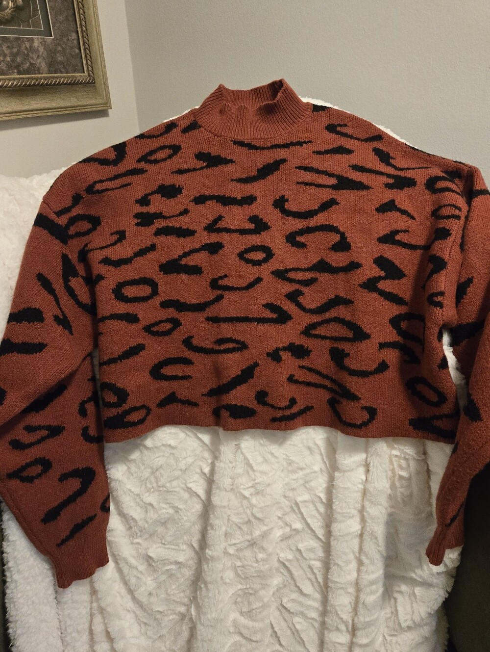 Forever 21 Rust and Black Cropped Turtleneck Sweater